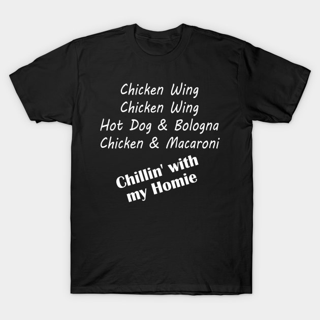 Chicken Wing Song Lyric Hot Dog Bologna Macaroni Kids T-Shirt by Nichole Joan Fransis Pringle